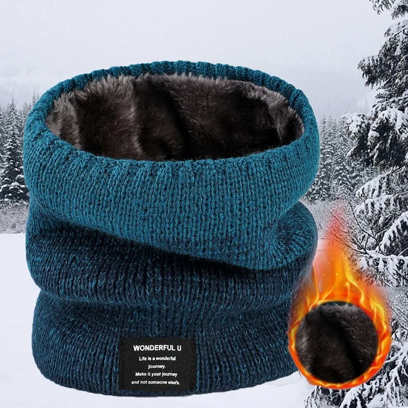 

Men's and women's winter wool ring scarf wool warm and windproof solid color front scarf neck Leggings scarf ski thickened scarf