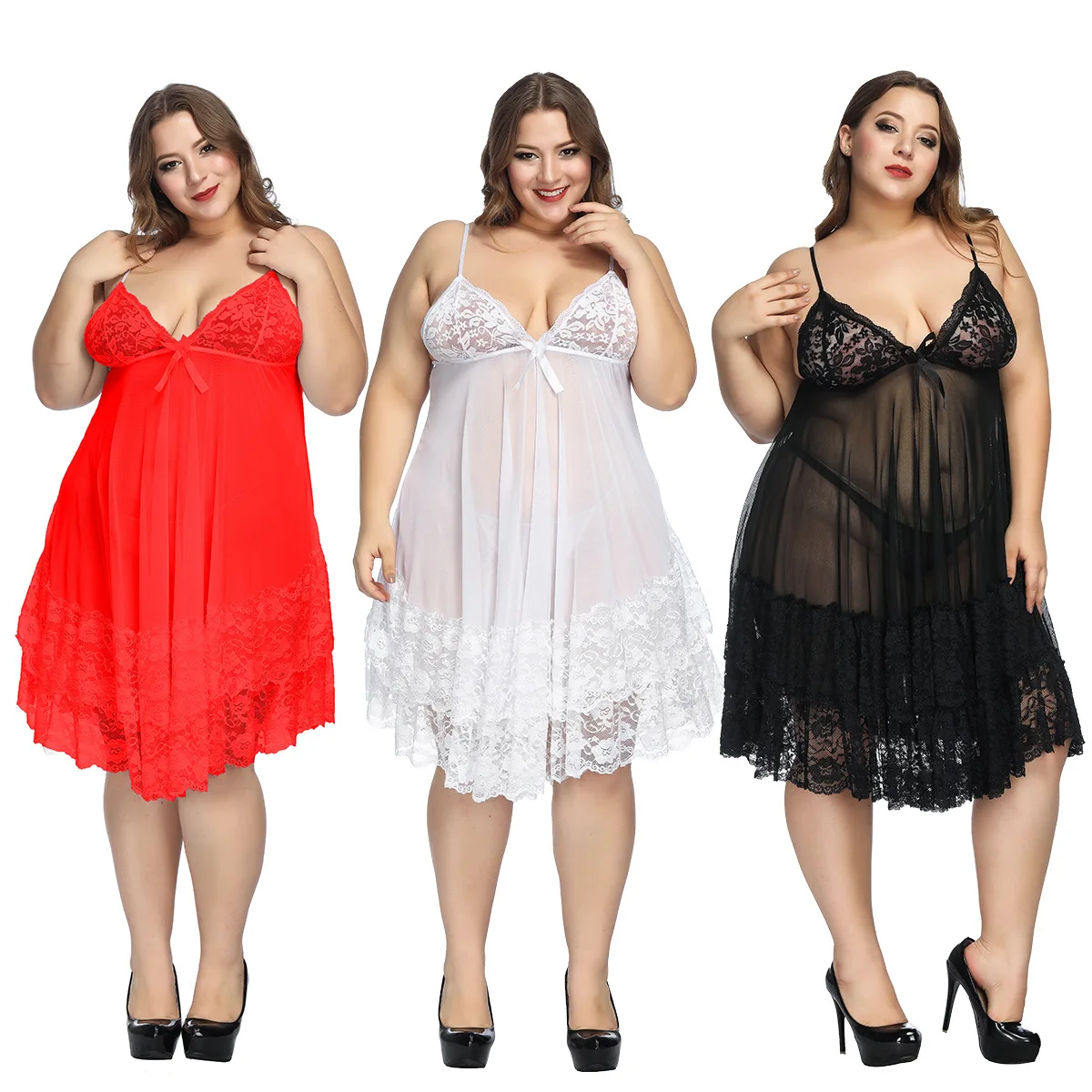 

Sling Nightdress Sexy Lingerie for Plus Size Women See Through Dress erotic porno Flirting Babydoll Pajamas Slutty Clothes