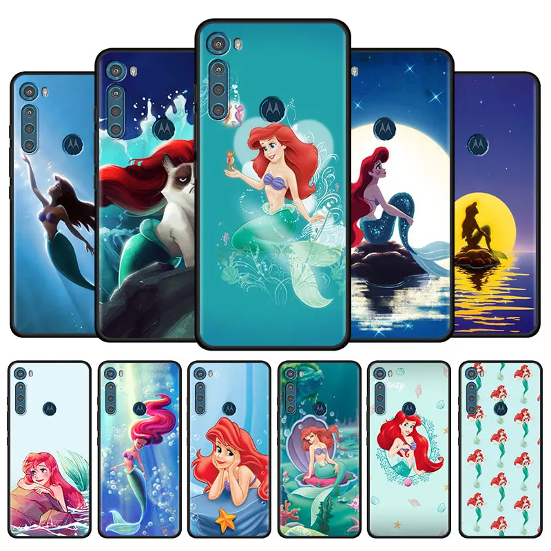 

The Little Mermaid Luxury Case For Motorola One Fusion Plus G9 Play G9 G8 Power Lite One Hyper Cover Capa Black Soft Coque