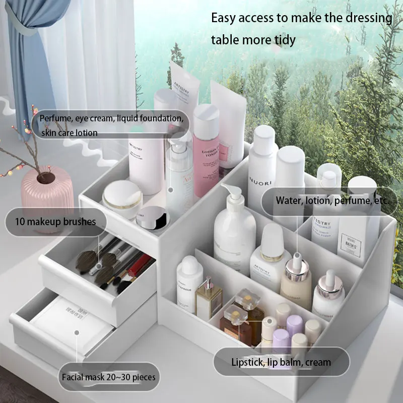 

Makeup Organizer for Cosmetic Large Capacity Cosmetic Storage Box Organizer Desktop Jewelry Nail Polish Makeup Drawer Container