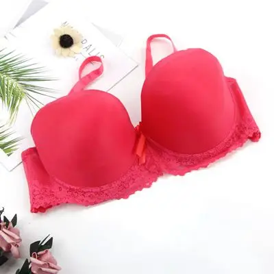 Бюстгальтеры для женщин; большие размеры; bh; супер отжимать Bralette; кружевной Короткий соблазнительный бюстгальтер; younggirl - Цвет: Красный