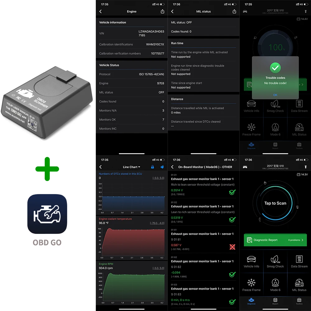 OBD2 Bluetooth Scanner Car Diagnostic Tool OBDII Reader Clear Fault Code Oxygen Sensor Test for Iphone IOS Android Mobile APP | Автомобили