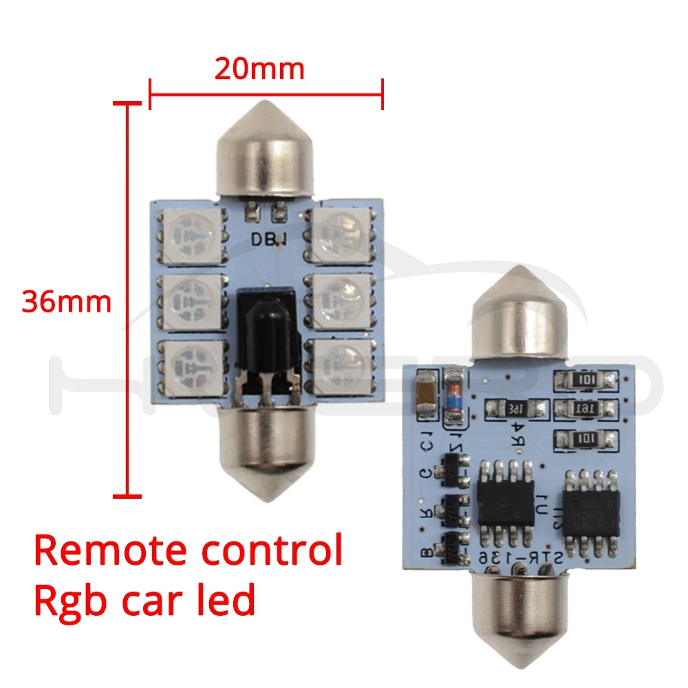2 шт. RGB светодиодные лампы светильник AC/DC 12V C5w 36 мм 5050 6SMD купол с фестонами Авто