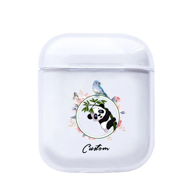 Прозрачные чехлы для Airpods Cute panda Custom Name прозрачные мягкие чехлы для AirPods Чехлы Защитные беспроводные наушники чехол - Цвет: DIY173