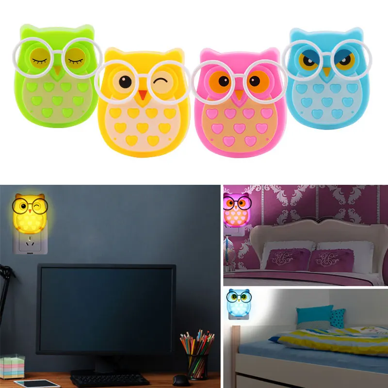 Owl cartoon shape light-controlled night light Energy-saving light-controlled intelligent LED sensor light baby care night light dinosaur night light