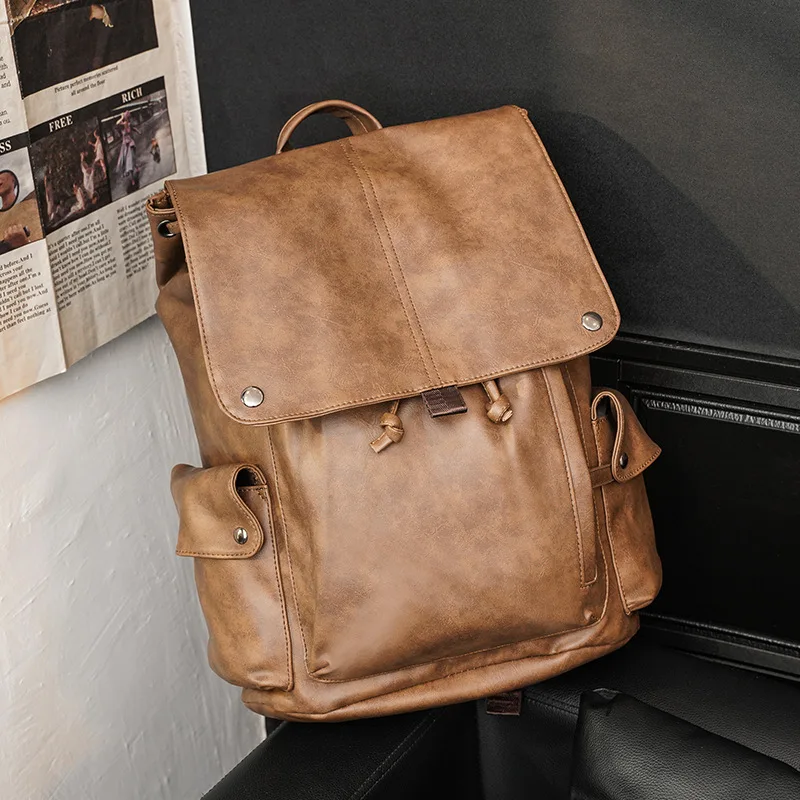 

Модная трендовая сумка на плечо для студентов Университета han edition, сумка для компьютера, кожаный городской уличный рюкзак для мальчиков, ул...