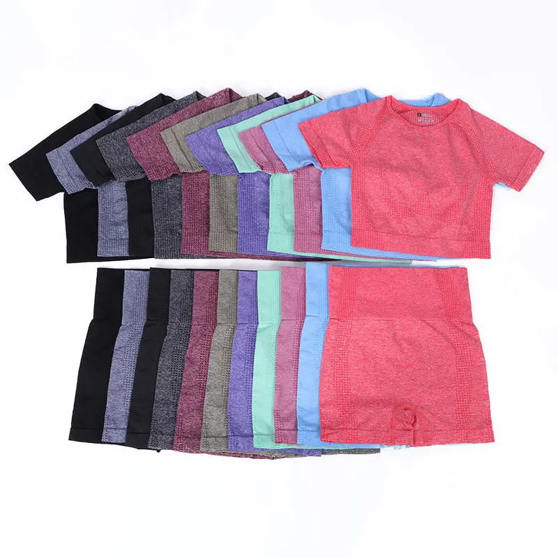 

5pcs Set Women Workout Seamless Yoga Set for Women Seamless Yoga Set Fitness Short Long Sleeved Bra Pants Dotted Suit High Waist