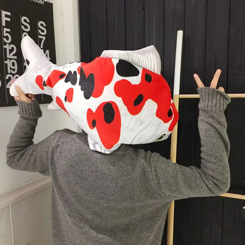 

Creative Cartoon Cute Lucky Carp Shape Hat Adult Kids Cosplay Stuffed Plush Toys Headwear Cap Fancy Party Photo Props H9ED
