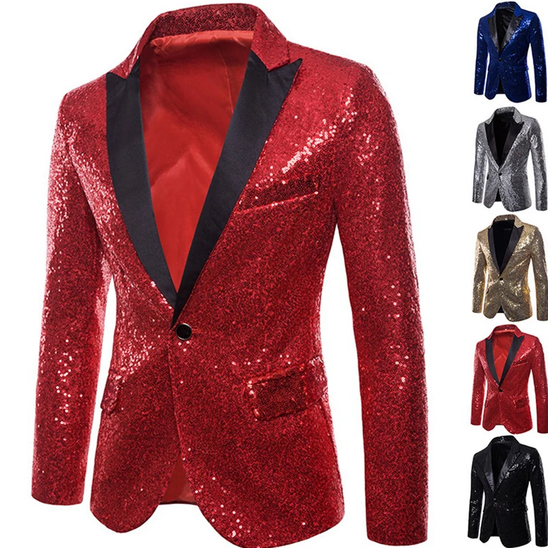 Модный мужской Блестящий блейзер с золотыми блестками для ночного клуба костюм