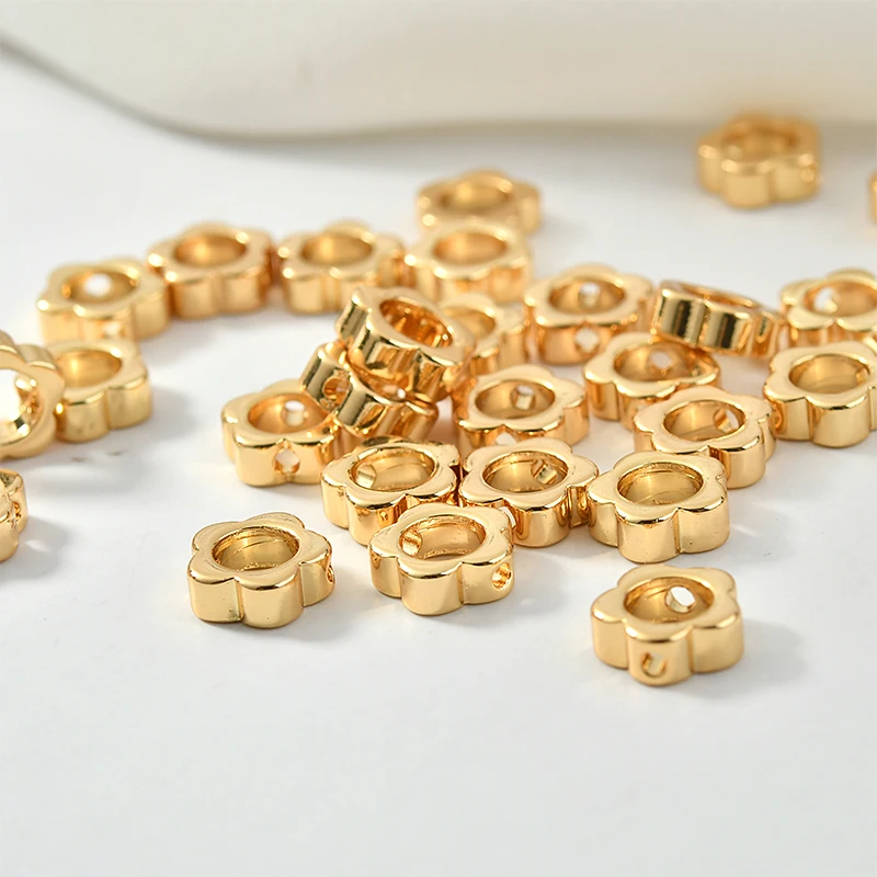 Покрытые медью 18 K Настоящее золото цветок Волна Отверстие Круглые DIY серьги