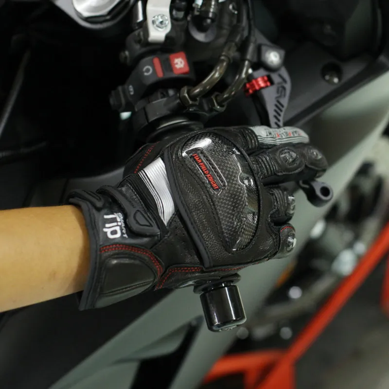Мужские кожаные мотоциклетные перчатки для мотокросса из углеродного волокна