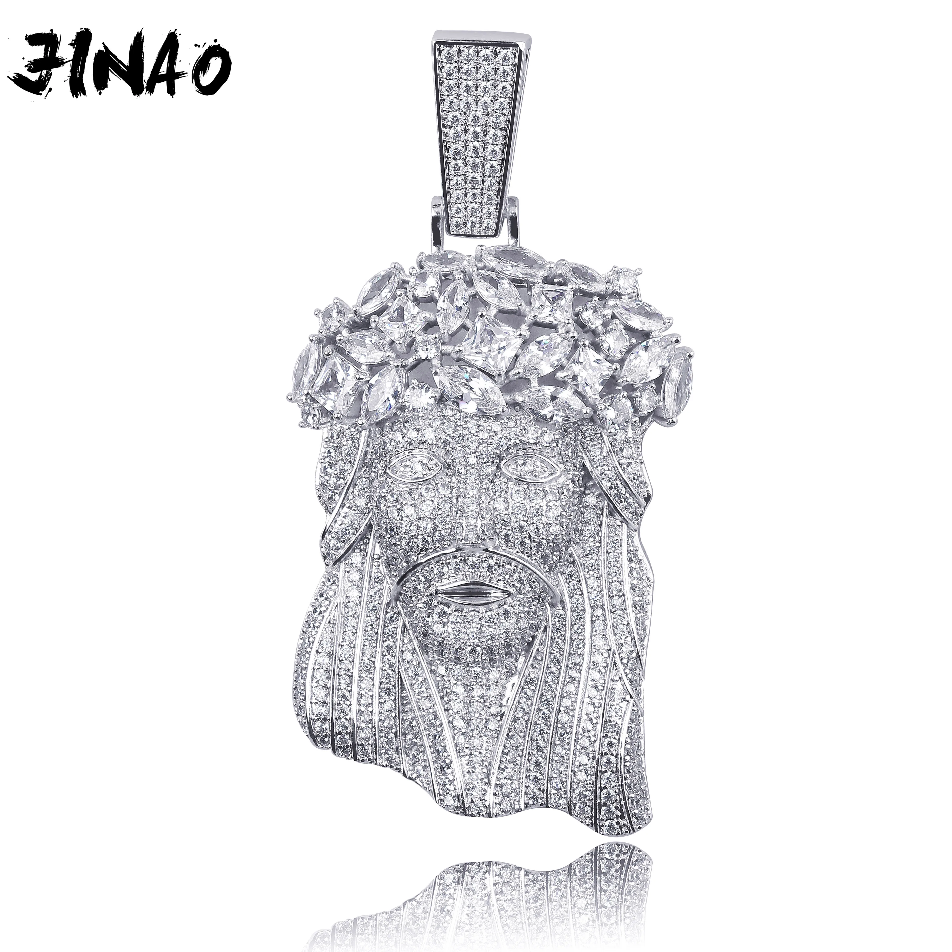 JINAO New Big Jesus Necklace & Pendant With Tennis Chain gold Color Iced Out Cubic Zircon Men's Hip Hop Jewelry Gift