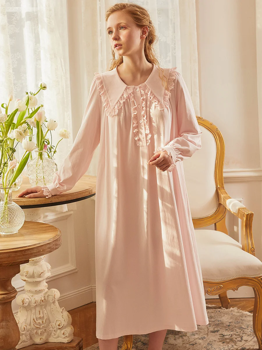 

Ночная рубашка женская, хлопок, с длинным рукавом