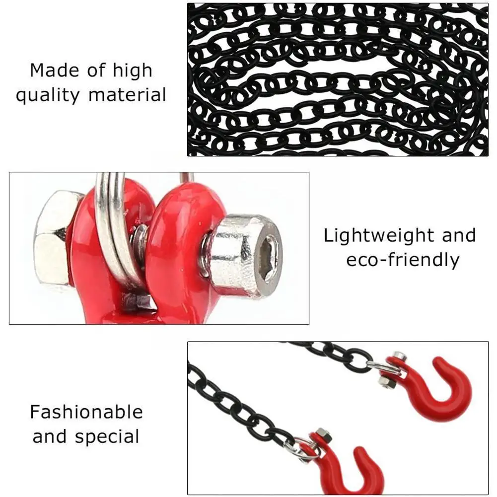 RC Car Chain Hooks Metal Recovery Drag Chains Trailer Hitch Shackle Winch Tow For 1:10 Crawler Climbing S8Q4 On.