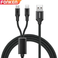 fonken 2 in 1 usb cable micro usb type c cable charging for phone 1 2m android mobile quick charger cord fast charge type c wire