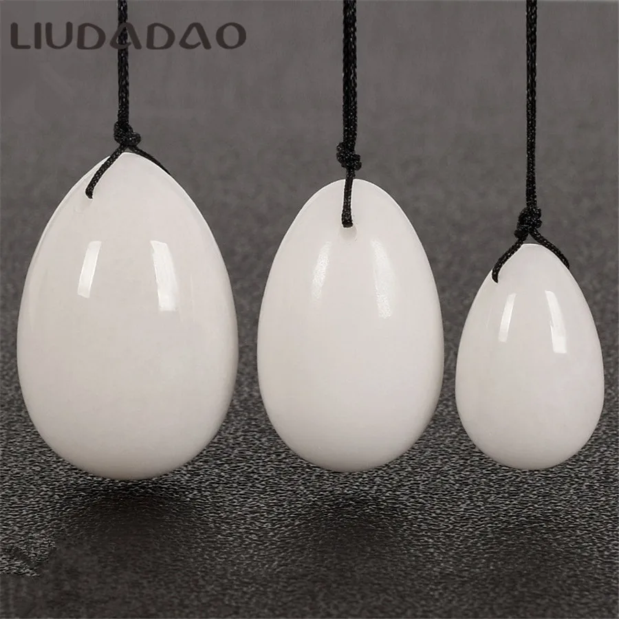 3Pcs set LIUDADAO просверленные нефритовые иони яйца маленький большой белый нефрит Бен Ва мяч Кегеля шарики тазового пола мышцы вагинальные упражнения здоровье тела - Color: 3Pcs set