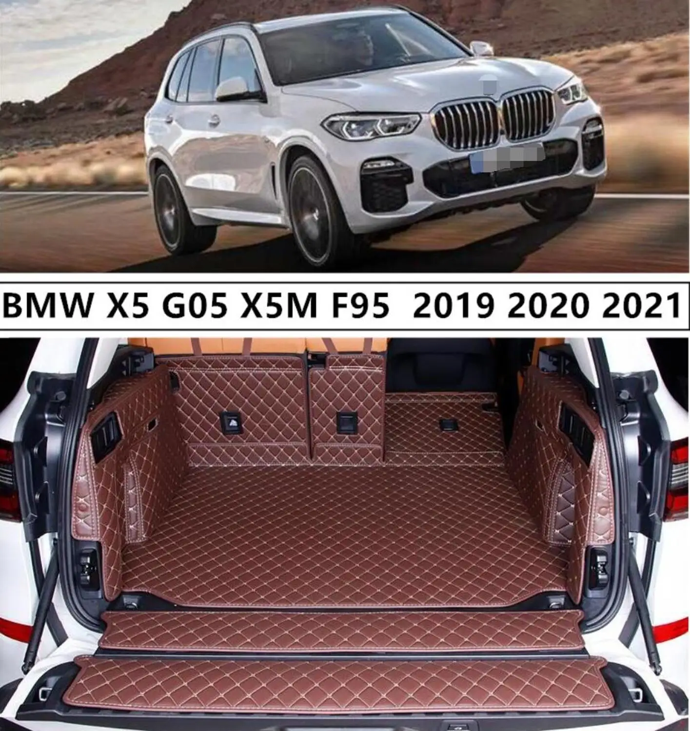 

Для BMW X5 G05 X5M F95 2019 2020 2021 + полный задний багажник поднос вкладыш Грузовой Коврик для защиты пола коврик для ног коврики вышивка кожа