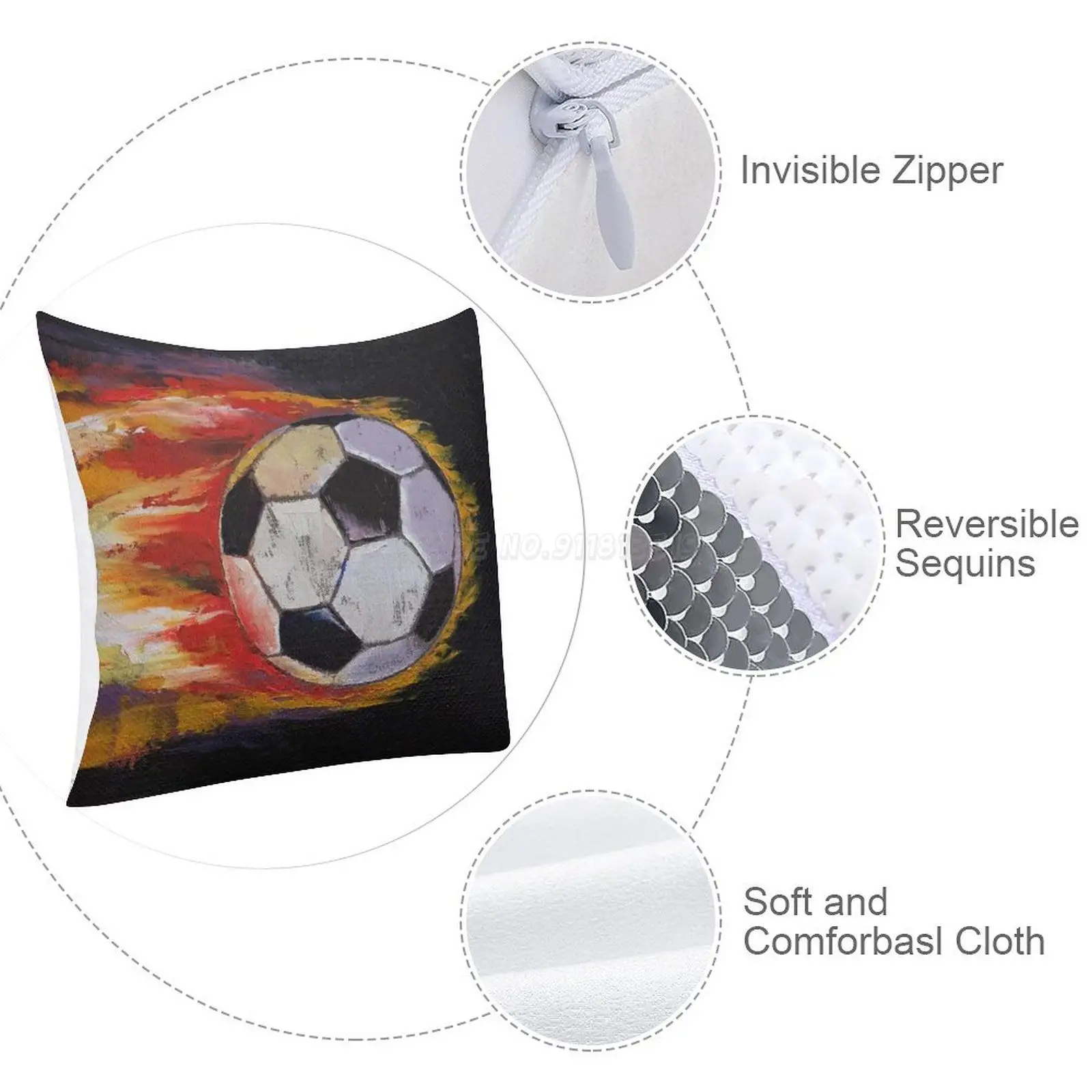 Наволочка с блестками для футбола украшение дома и кафе меняющая цвет чехол