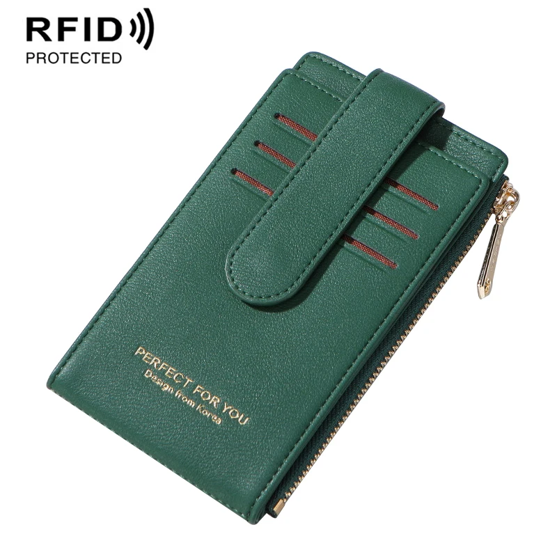 Многофункциональные женские кошельки противоугонные RFID портмоне ID держатель плотная большой вместимости цвет длинный кошелек с молнией женский клатч - Цвет: Зеленый