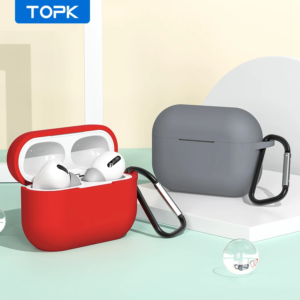 Чехол TOPK для наушников Airpods Pro силиконовый защитный беспроводной Bluetooth чехол Apple