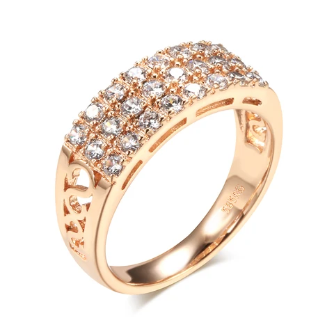 Женское кольцо из розового золота 585 пробы, с инкрустацией из микровоска