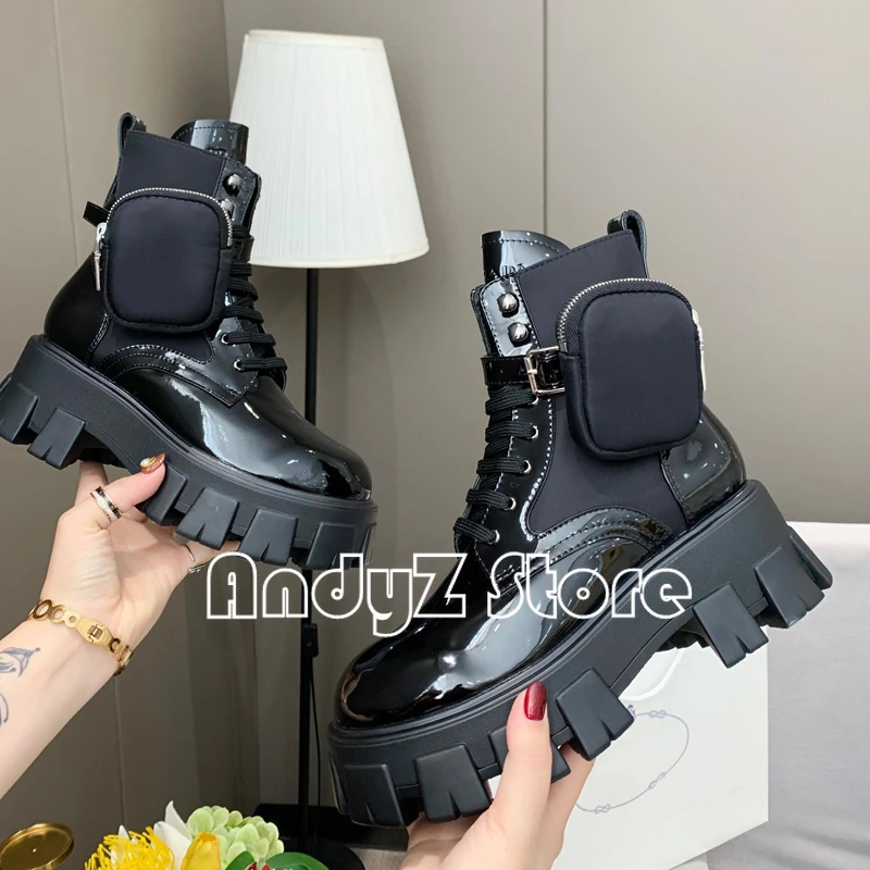 

Winter Women Ankle Boots 2021 Fashion AutumnThick High Heels Luxury Brand Motorcycle Boots Punk Shoes Woman High Boots AD268