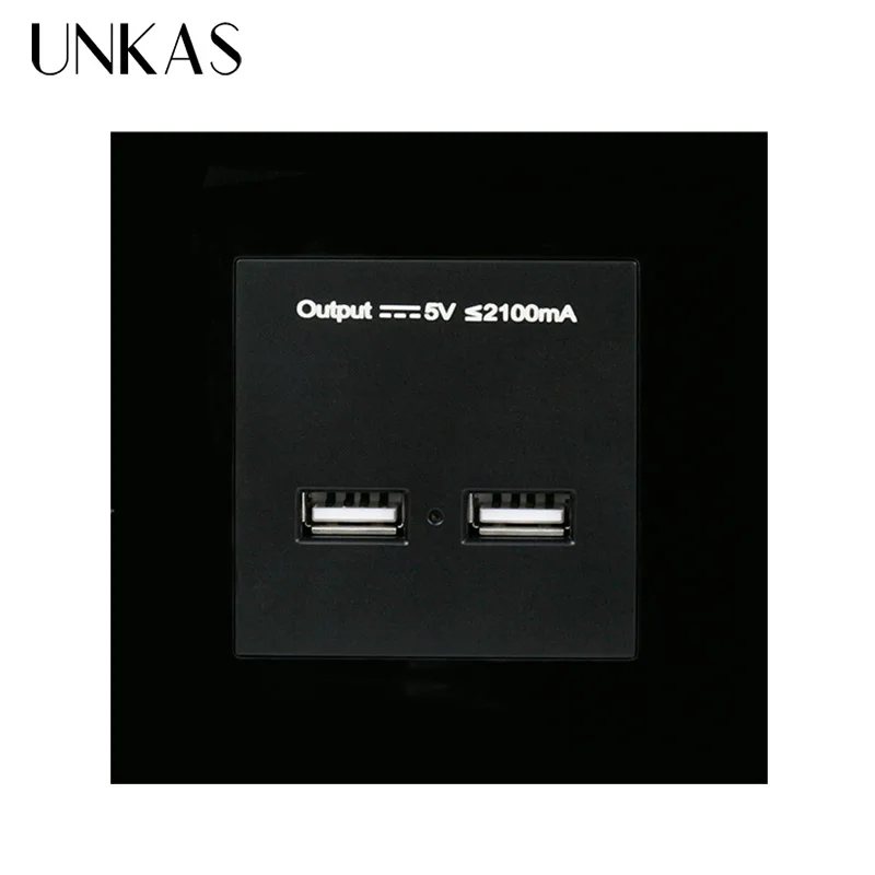 UNKAS PC Plastic Panel UK Standard Wall Power Socket Electrical Outlet Dual USB Smart Charging Port 5V 2A Output | Обустройство дома