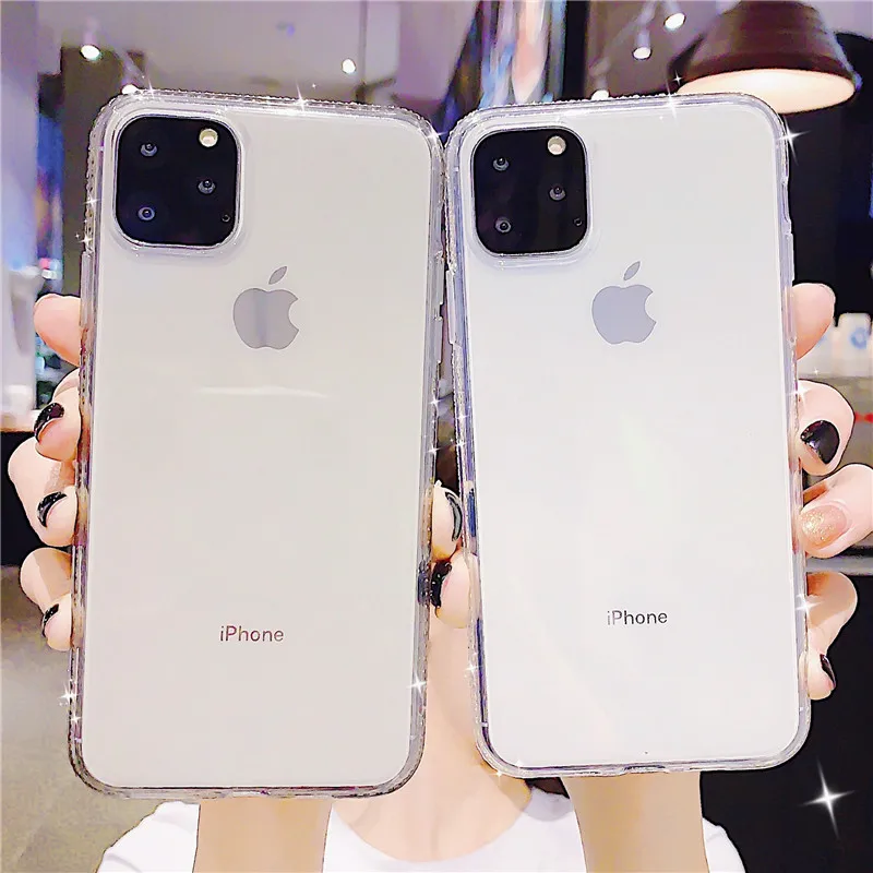 

Transparent Glitter Tpu Soft Shell Ultra Thin Phone Case Back Cove Coque For iPhone 12 Mini 11 Pro XS Max XR X SE2 8 7 6 6S Plus
