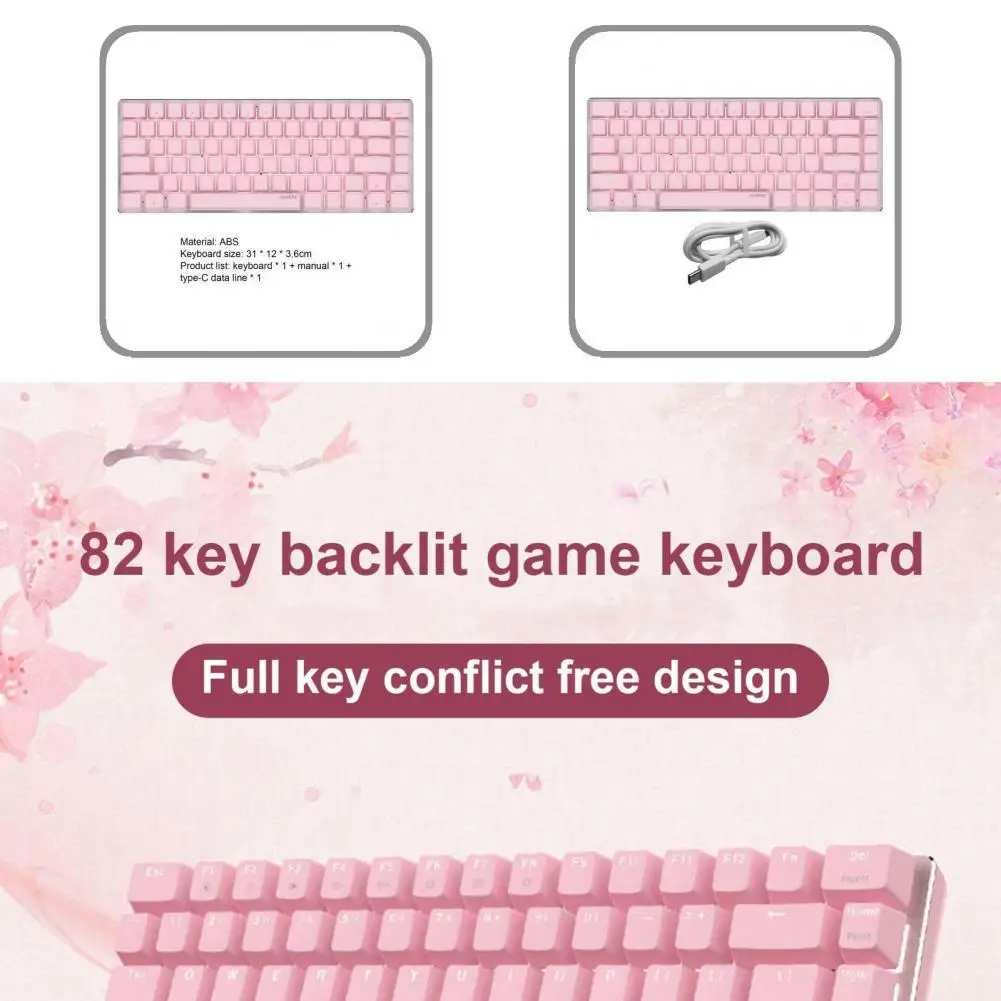 

Quick Response Pink 82 Keys Office Mechanical Keyboard for Computer