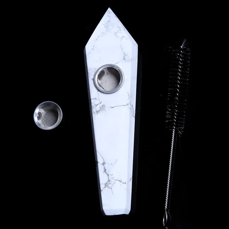 

Natural White TurquoisePolished Pipe Hexagonal Prism Crystal Tube Smoked Tube Spiritual Energy Promotion Meditation Meditation