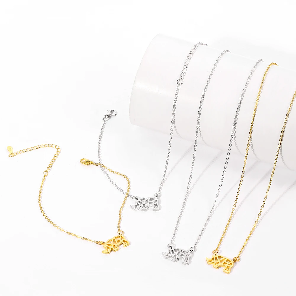 Позолоченные крошечные ожерелья с подвеской в виде единорога носорога для