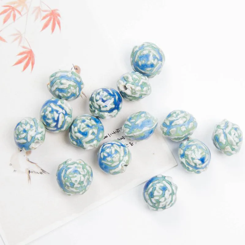 

10 шт. 17 мм цветочные керамические бусины «сделай сам» россыпные бусины фарфоровые бусины ручной работы с отверстием 2,5 мм для изготовления ювелирных изделий