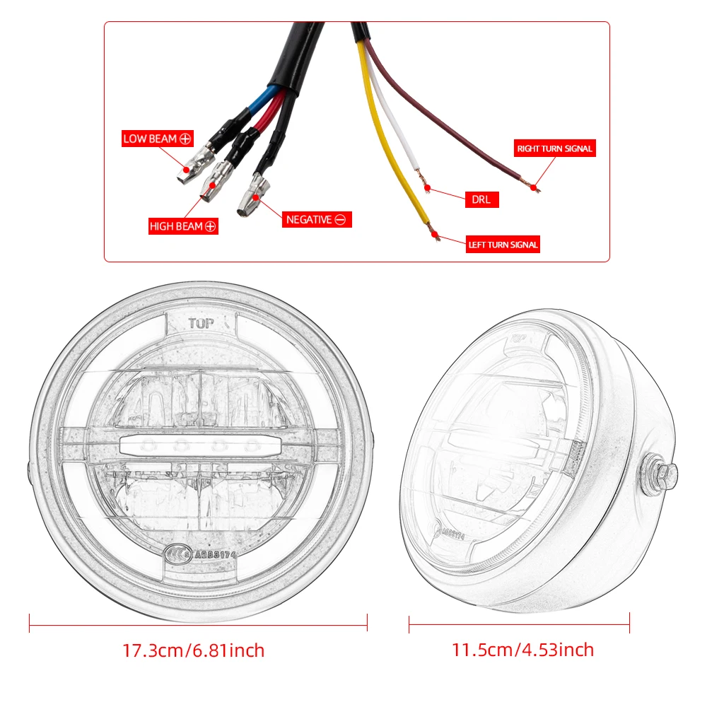

7 inch LED Motorcycle Headlight turn signal Universal 7 " Round Head Light Headlamp Cafe Racer Bobber Honda