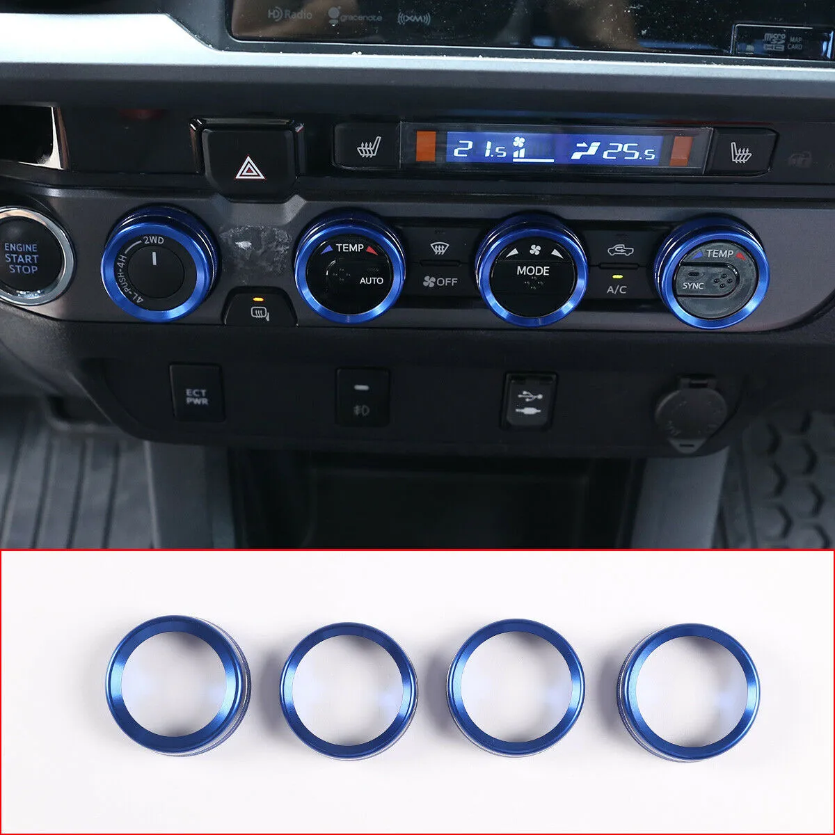 

Blue Knobs Ring Cover Switch 2016-2020 4 Pcs Accessories Air Conditioner