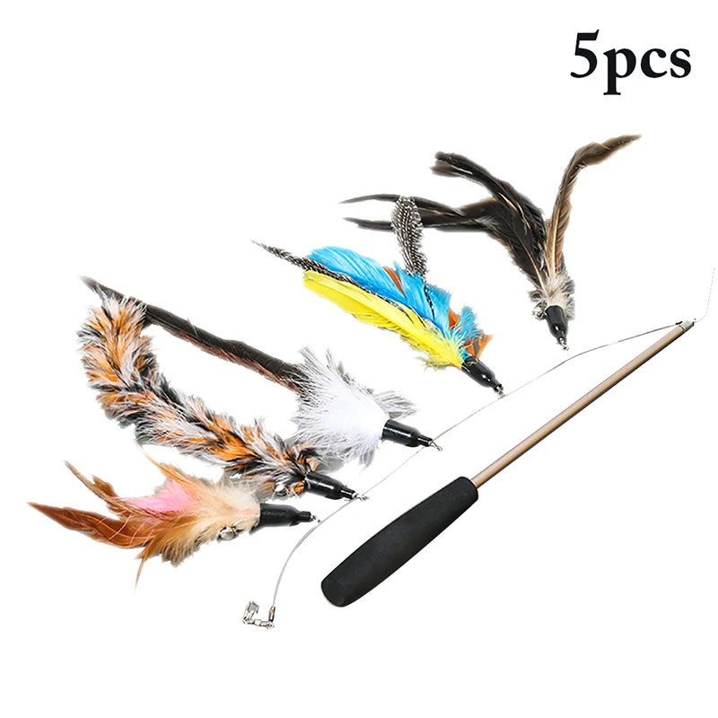 Интерактивная игрушка для кошек набор прорезывания выдвижная удочка палочка и 5