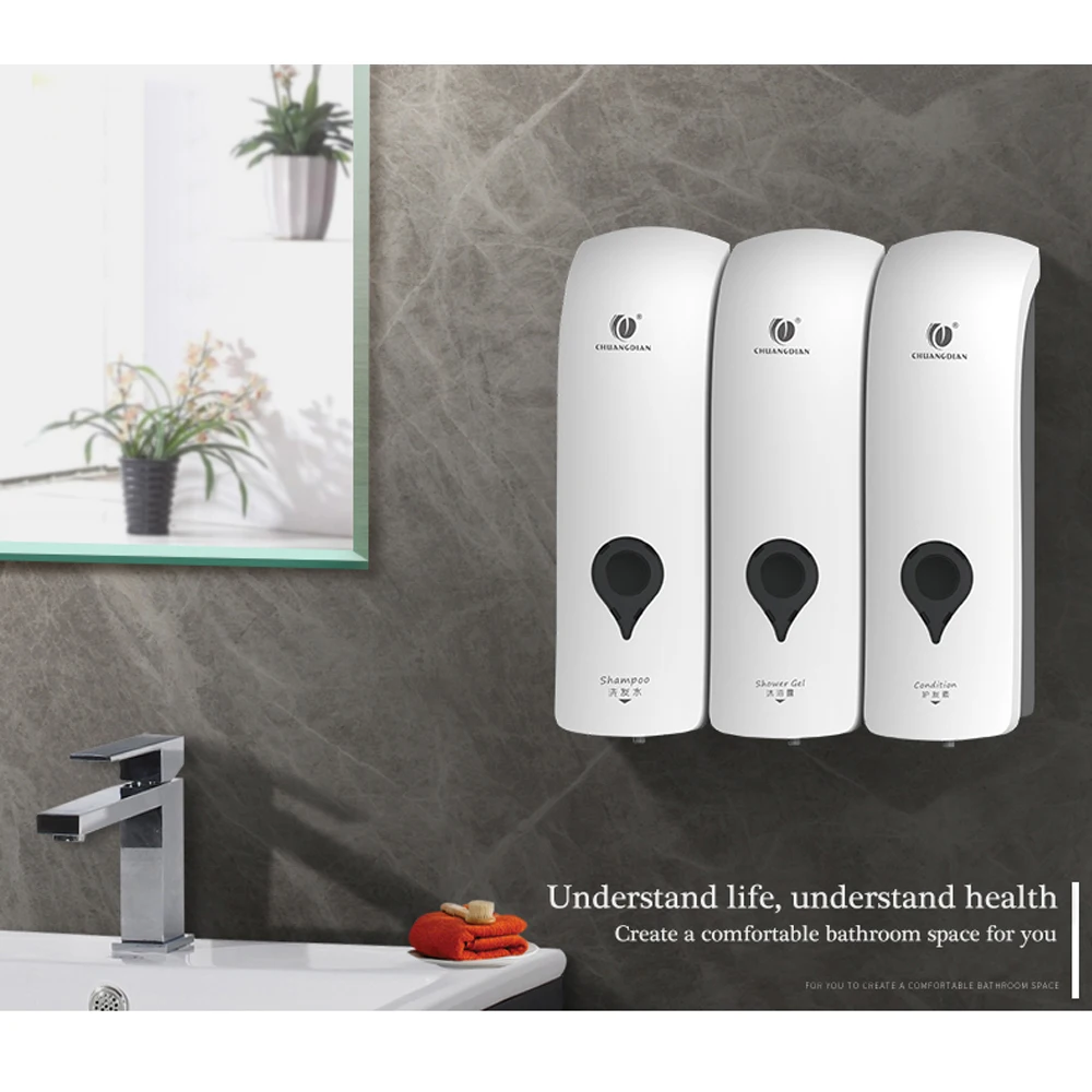 Ванная комната три головы жидкого мыла диспенсер с настенным креплением ванная