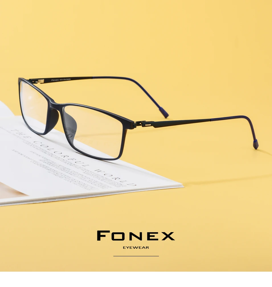 FONEX квадратные очки TR90, мужские очки для близорукости, оправа для очков по рецепту, Корейская оптическая оправа, очки без винтов 9855