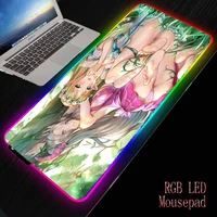 mairuige sexy girl rgb led large mouse pad usb wired lighting gaming gamer mousepad keyboard colorful luminous for pc mice mat