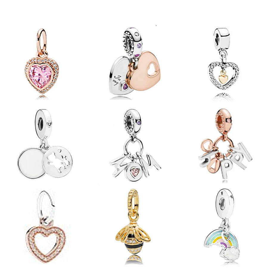 

NEW 2018 Fit Original Charm Bracelets Gilded Rose Gold color Authentic 925 sterling silver Beads Women DIY Fashion Jewelry