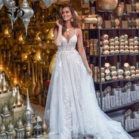 sodigne lace wedding dress 2021 3d flower appliques v neck custom made tulle bridal gowns ivory wedding gowns vestido de noiva