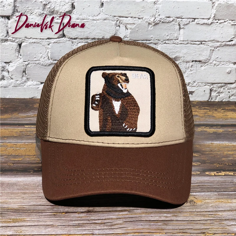 

Brown Standing Bear New Multiple Animal Exquisite Embroidered Baseball Cap Trucker Snapback Hat Adjustable farm cap visor