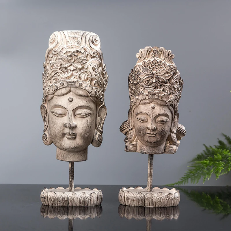 Estatua de Cabeza de Buda meditante, decoración del hogar, estatuilla de Buda Zen para jardín, decoración al aire libre, escultura de Buda de resina, adornos