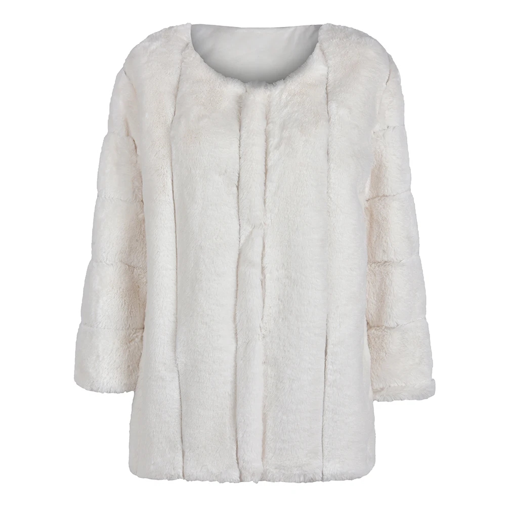 Зимняя женская пушистая куртка из искусственного меха большого размера