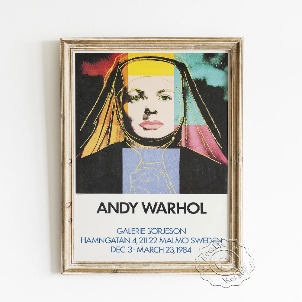 

Andy Warhol Exhibition Museum Pop Art Poster, Ingrid Bergman As The Nun Portrait Wall Stickers, Vintage Art Prints Home Decor