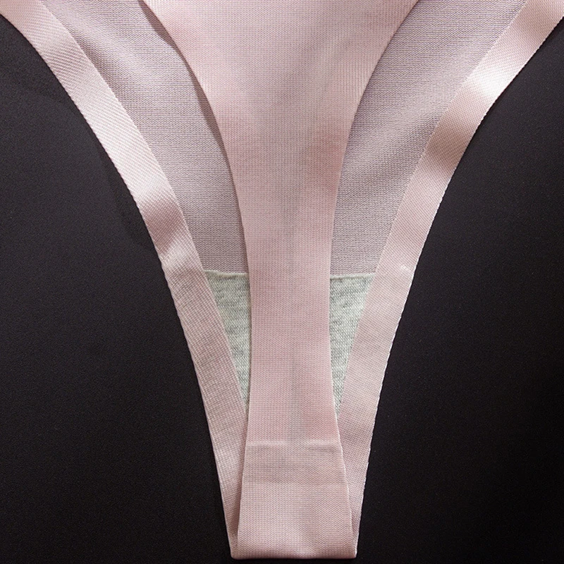 

Sexy Lingerie Women Underwear Panties Briefs G-strings Soft Low Waist Breathable No Trace Ultra-thin Solid Color Ice Silk Pearl