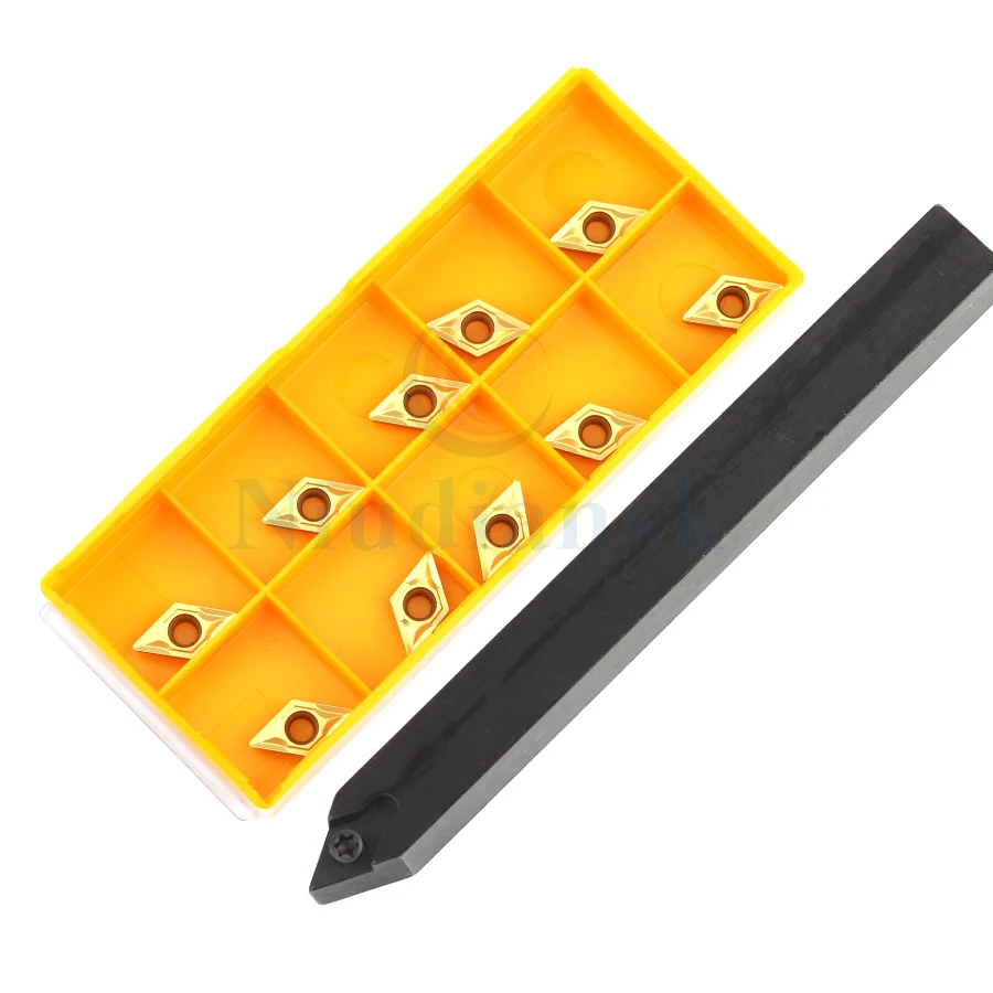 

1pc SDNCN1010/1212H07 CNC lathe external turning toolholder 62.5° high quality+10pcs DCMT DCGT07 Wearable Hard alloy inserts set