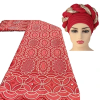 automatic scarf and african swiss voile lace fabrics high quality french cotton lace sewing dress and headtie to match