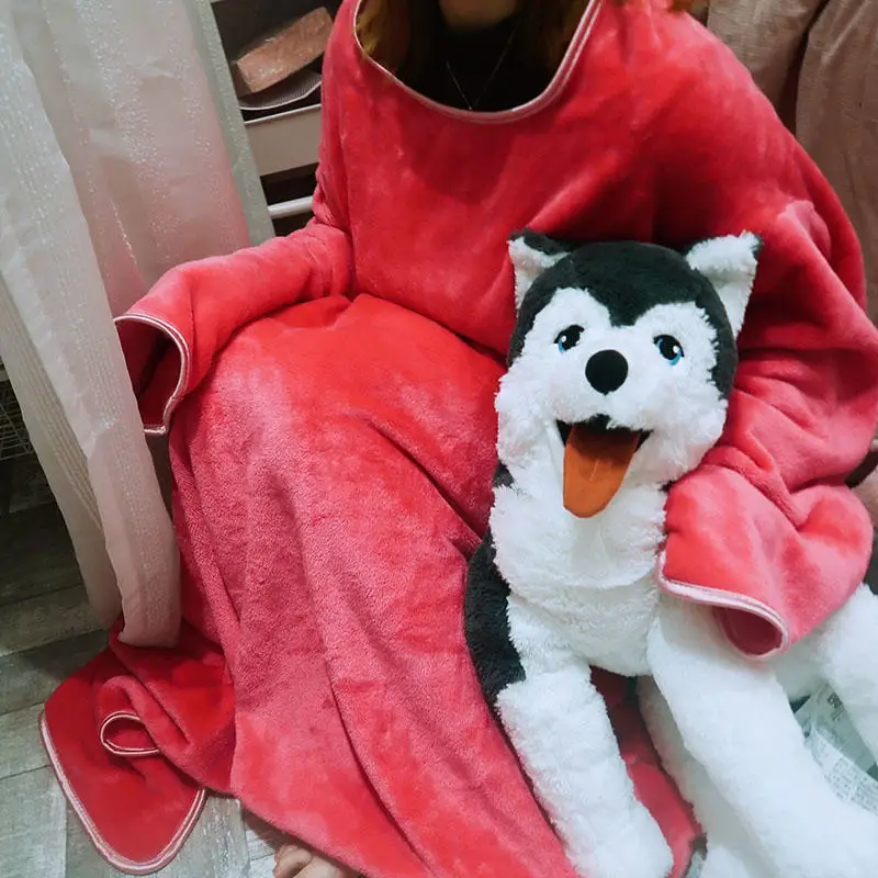 Зимнее теплое одеяло с капюшоном толстовка для взрослых мягкое удобное плюшевое