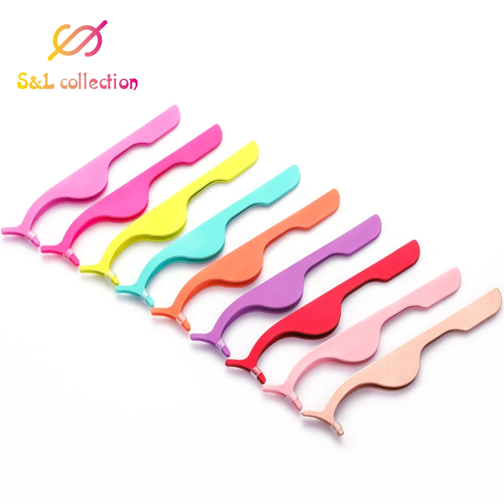 

T-shape False Eyelash Tweezers Fake Eye Lash Applicator Eyelash Extension Curler Nipper Auxiliary Clip Clamp Makeup Forceps Tool