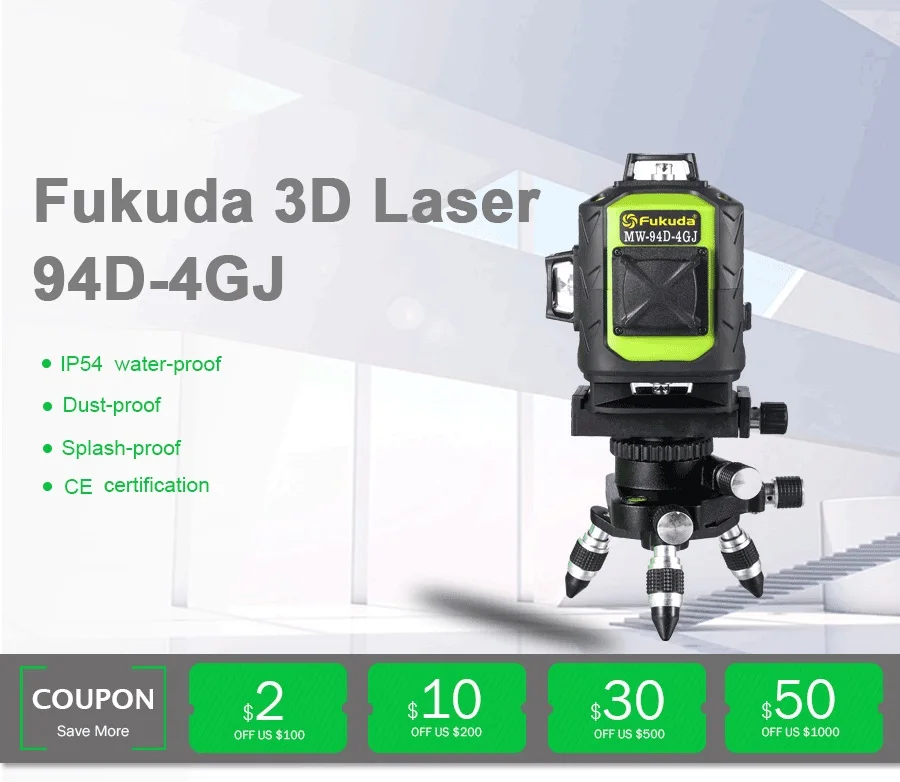 Fukuda бренд 16 линий 3D MW-94D-4GJ лазерный уровень самонивелирующийся 360 горизонтальный вертикальный крест супер зеленый лазер пульт дистанционного управления
